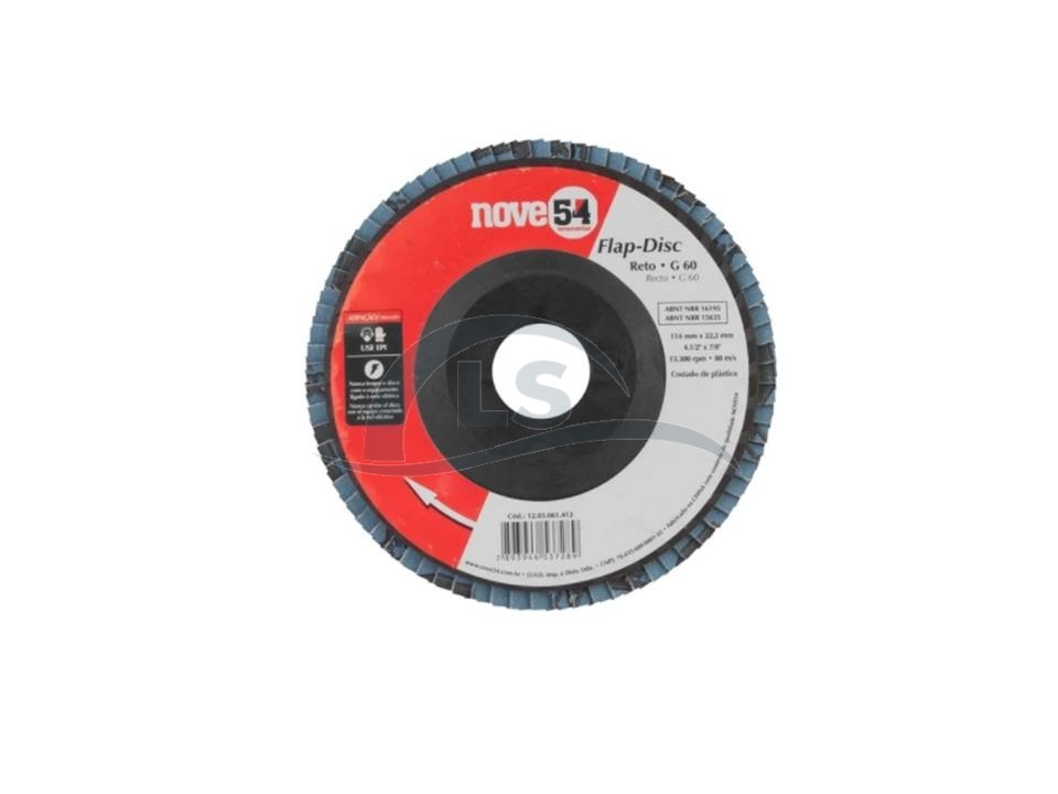 Flap disc 4.1/2" g60 costado fibra reto para aço carbono - Nove54
