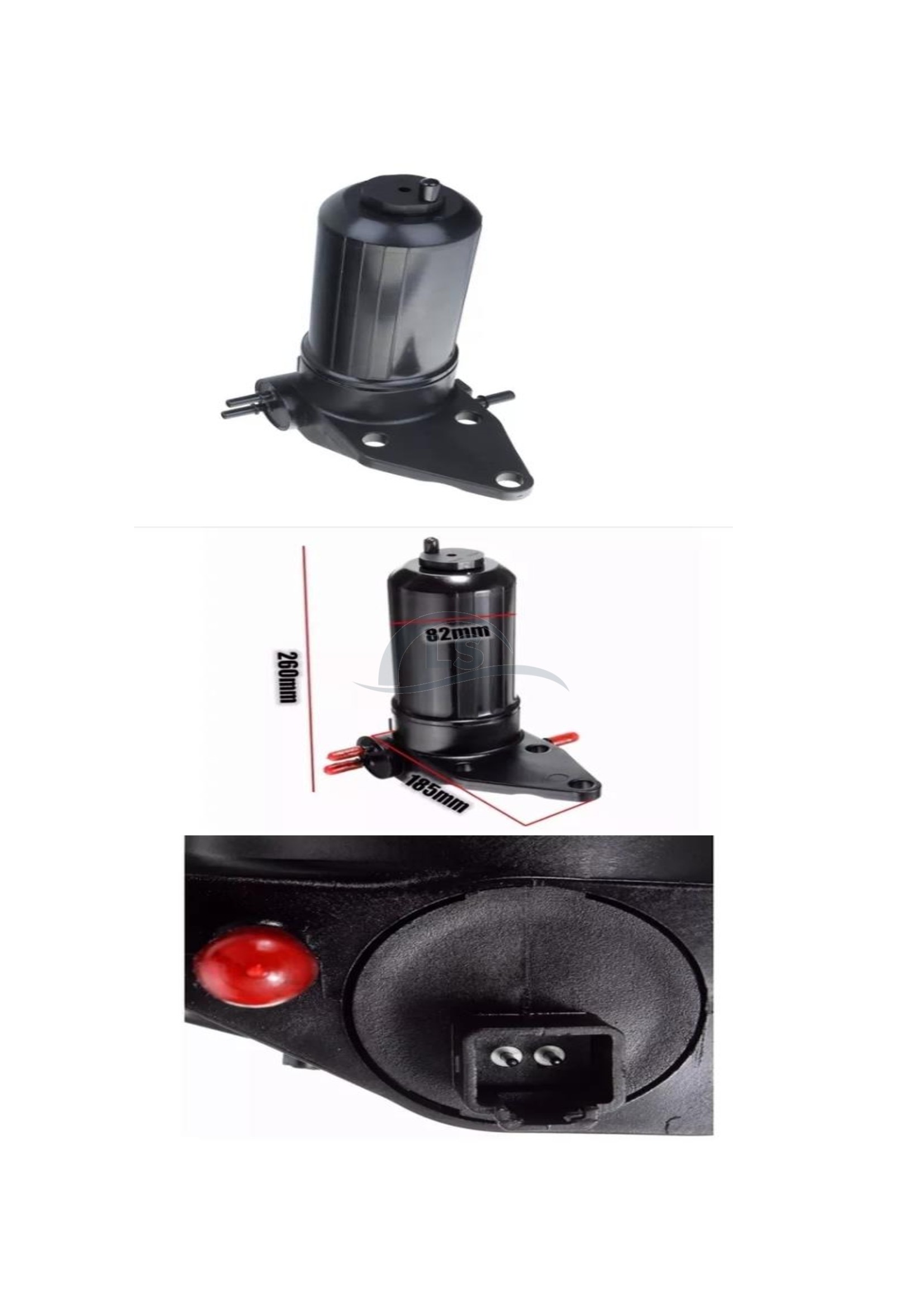 BOMBA DE COMBUSTIVEL ELETRICA 12V DO CONJUNTO DO MOTOR MASSEY FERGUSON 4291, 291 / JCB / MANITOU / CAT – PERKINS 1104 (COM FILTRO)