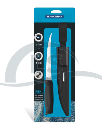 Faca Tramontina Fish para Filetar com Lâmina em Aço Inox e Cabo de Polipropileno Bainha em Nylon com Afiador 6"