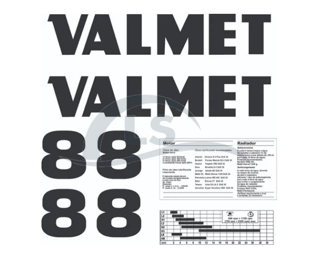 Jogo Decalque - Tratores Valtra/Valmet 88