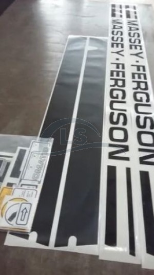 Jogo Decalque Retroescavadeira Massey Ferguson 86 Hd - Faixa Preta