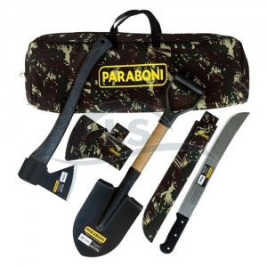 KIT PARA ACAMPAMENTO COM BOLSA CAMUFLADA 3 PEÇAS