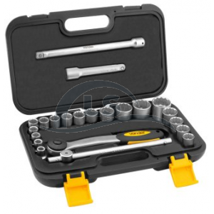 Jogo de soquetes estriados encaixe 1/2", 8 mm a 32 mm, com 22 peças, VONDER